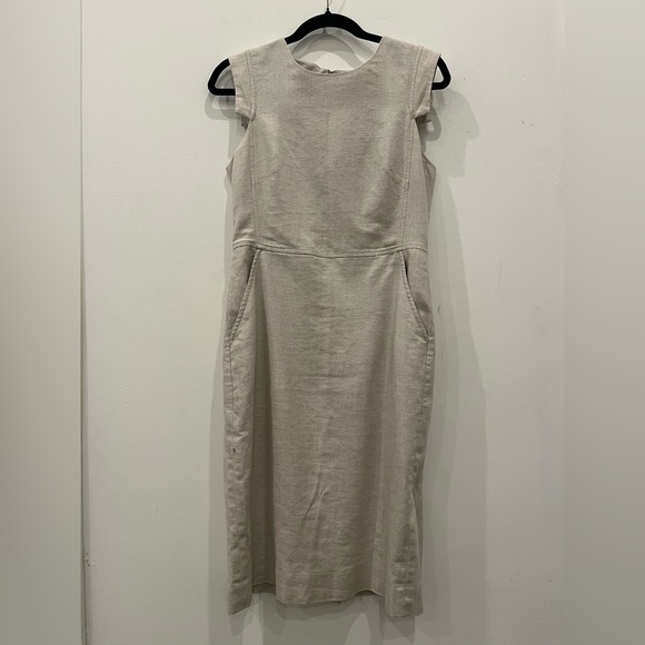 J. Crew Dresses & Skirts - J. Crew Linen Size 6 Beige Resume Dress Career Work Minimalist